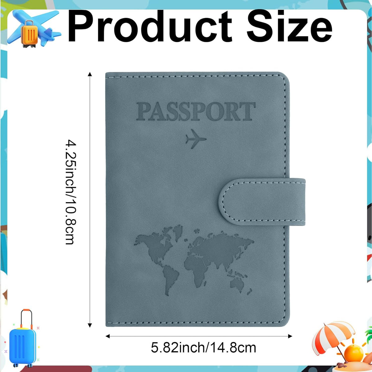 Passport Holder for Travel Essentials, Pink Leather Passport Cover, Passport Wallet Holders for Women Men Family Travel Gifts Must Have Accessories, Credit Card Cash Air Ticket Storage Supplies