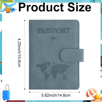 Passport Holder for Travel Essentials, Pink Leather Passport Cover, Passport Wallet Holders for Women Men Family Travel Gifts Must Have Accessories, Credit Card Cash Air Ticket Storage Supplies