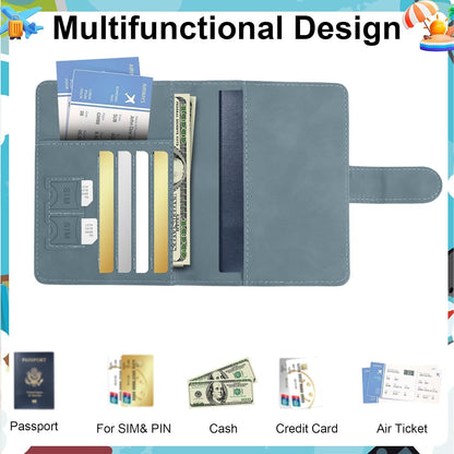 Passport Holder for Travel Essentials, Pink Leather Passport Cover, Passport Wallet Holders for Women Men Family Travel Gifts Must Have Accessories, Credit Card Cash Air Ticket Storage Supplies