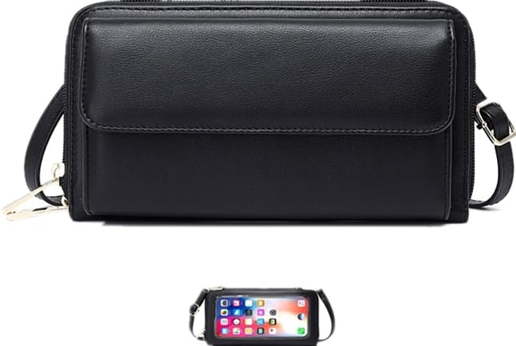 Touchscreen Crossbody Phone Purse for Women – Anti-Theft RFID Blocking Leather Bag with Magnetic Card Holder, Clear Window