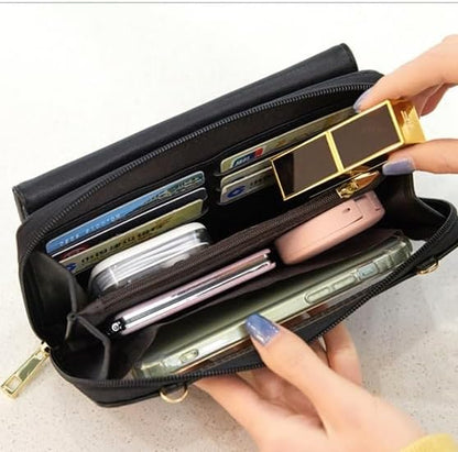 Touchscreen Crossbody Phone Purse for Women – Anti-Theft RFID Blocking Leather Bag with Magnetic Card Holder, Clear Window