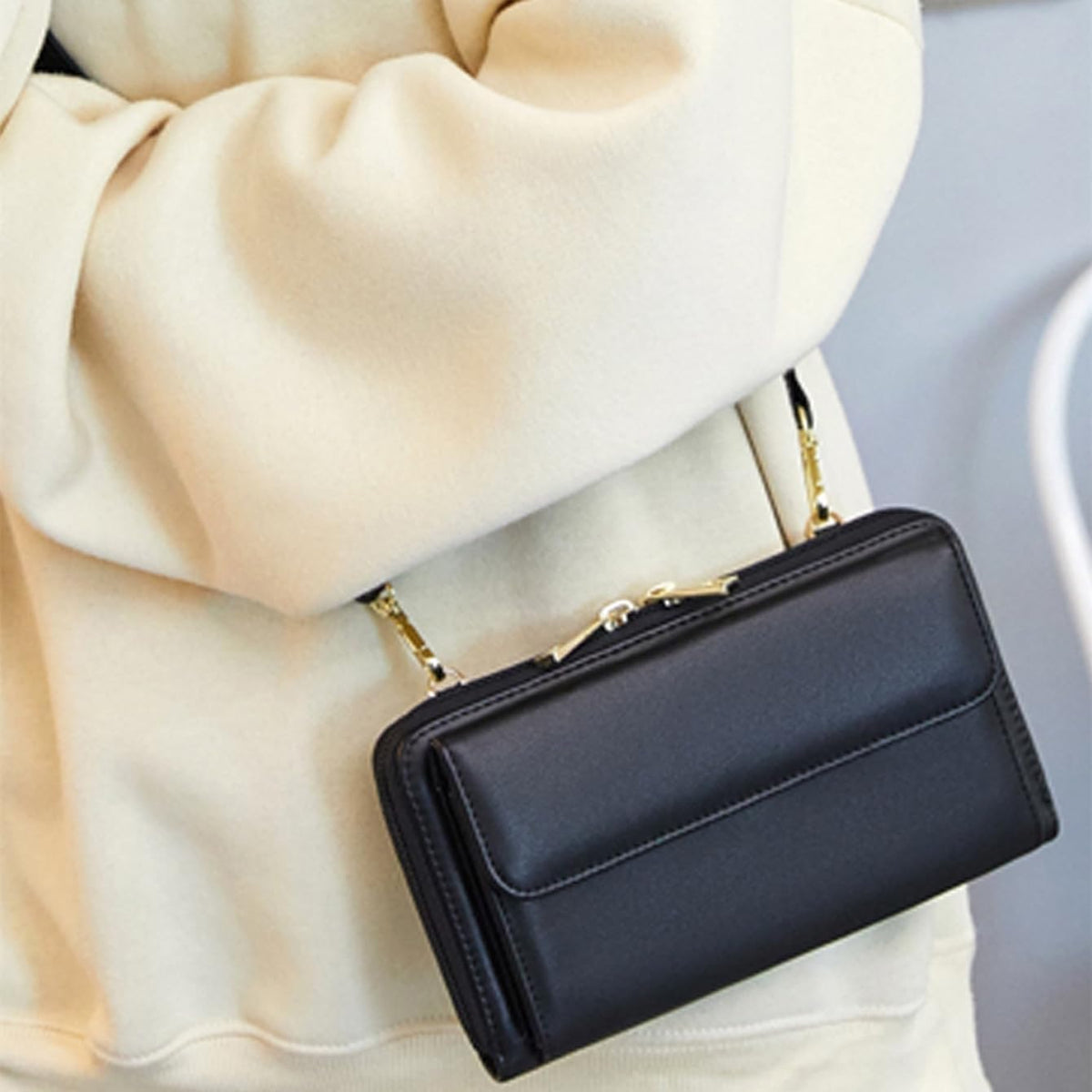 Touchscreen Crossbody Phone Purse for Women – Anti-Theft RFID Blocking Leather Bag with Magnetic Card Holder, Clear Window