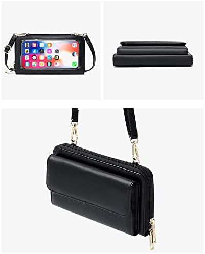 Touchscreen Crossbody Phone Purse for Women – Anti-Theft RFID Blocking Leather Bag with Magnetic Card Holder, Clear Window