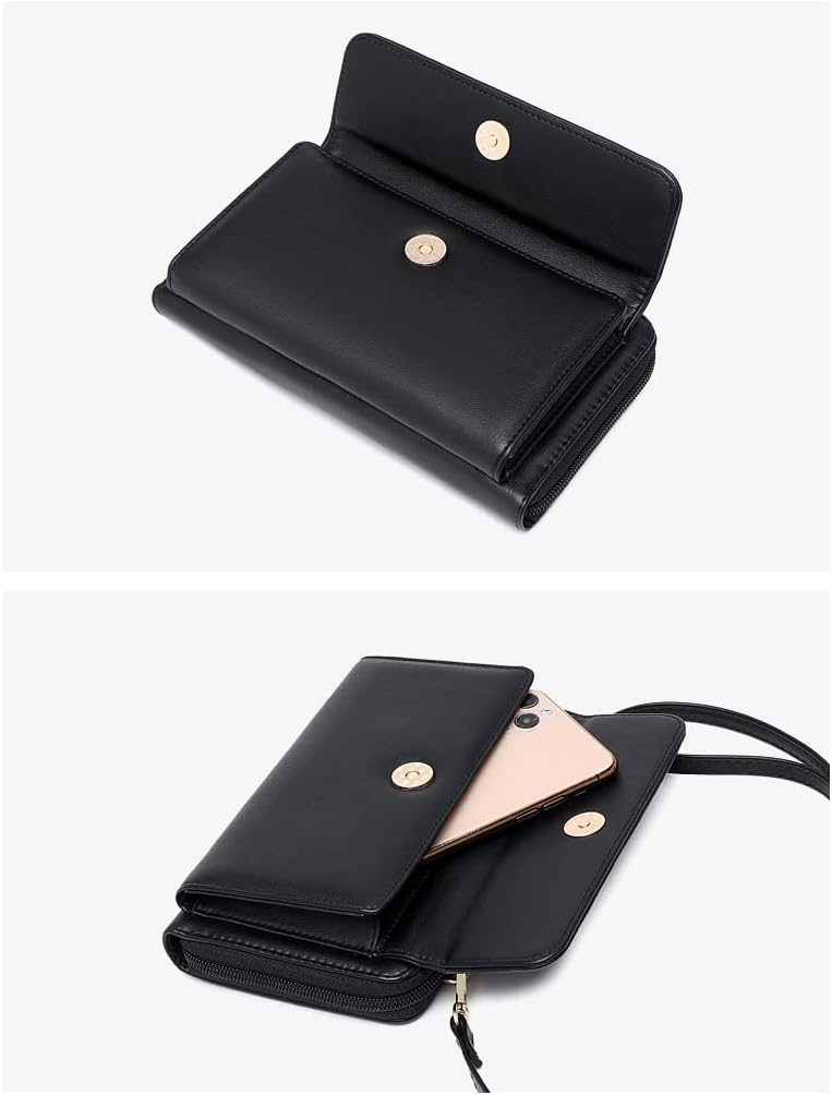Touchscreen Crossbody Phone Purse for Women – Anti-Theft RFID Blocking Leather Bag with Magnetic Card Holder, Clear Window