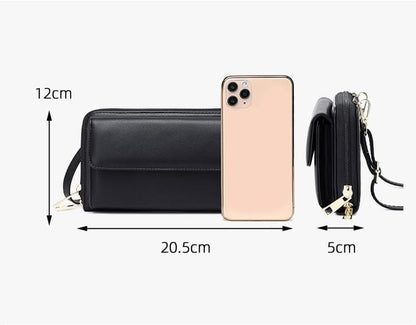 Touchscreen Crossbody Phone Purse for Women – Anti-Theft RFID Blocking Leather Bag with Magnetic Card Holder, Clear Window