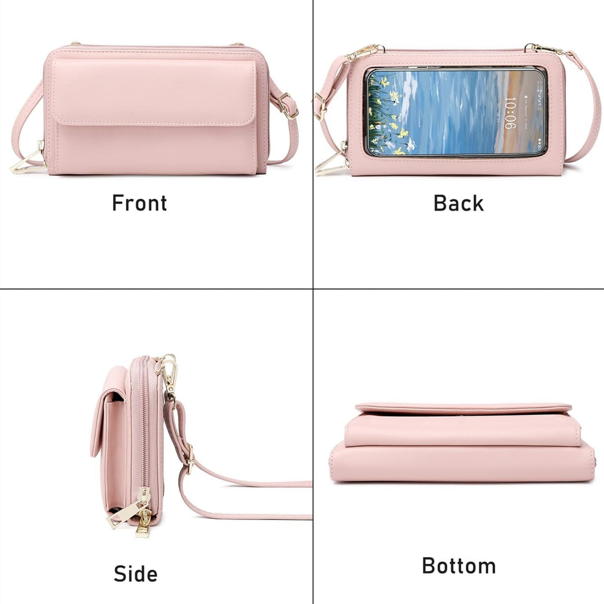 Touchscreen Crossbody Phone Purse for Women – Anti-Theft RFID Blocking Leather Bag with Magnetic Card Holder, Clear Window