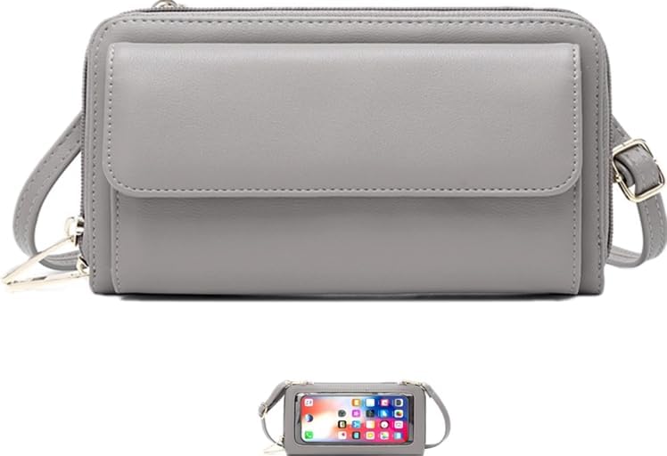 Touchscreen Crossbody Phone Purse for Women – Anti-Theft RFID Blocking Leather Bag with Magnetic Card Holder, Clear Window