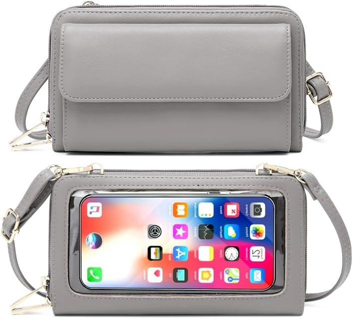 Touchscreen Crossbody Phone Purse for Women – Anti-Theft RFID Blocking Leather Bag with Magnetic Card Holder, Clear Window