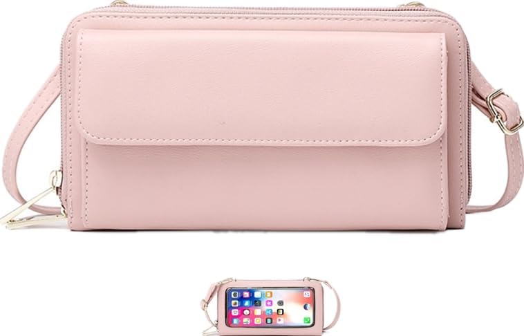 Touchscreen Crossbody Phone Purse for Women – Anti-Theft RFID Blocking Leather Bag with Magnetic Card Holder, Clear Window