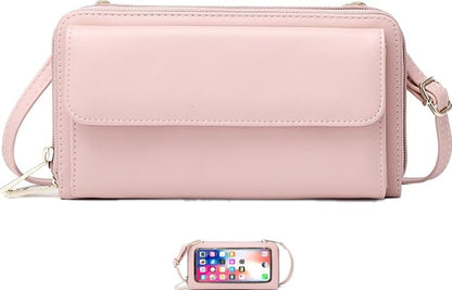 Touchscreen Crossbody Phone Purse for Women – Anti-Theft RFID Blocking Leather Bag with Magnetic Card Holder, Clear Window