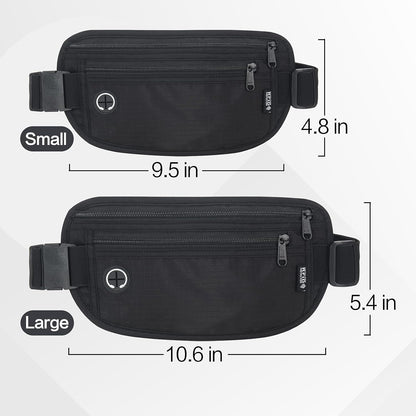 TRAVELSAFE Slim RFID Blocking Money Belt for Travel - Anti-Theft Hidden Passport Holder Waist Wallet with Secure Pouch for Cash, Credit Cards & Phone Safe (B - Navy Blue)