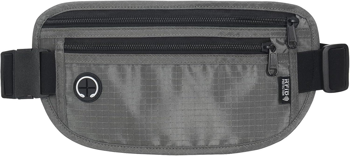 TRAVELSAFE Slim RFID Blocking Money Belt for Travel - Anti-Theft Hidden Passport Holder Waist Wallet with Secure Pouch for Cash, Credit Cards & Phone Safe (B - Navy Blue)