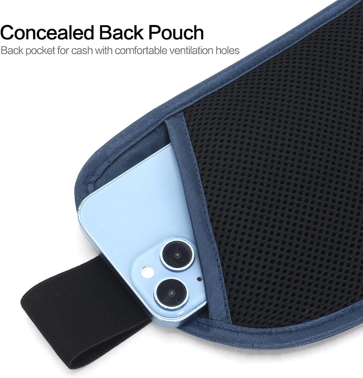 TRAVELSAFE Slim RFID Blocking Money Belt for Travel - Anti-Theft Hidden Passport Holder Waist Wallet with Secure Pouch for Cash, Credit Cards & Phone Safe (B - Navy Blue)