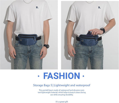 TRAVELSAFE Slim RFID Blocking Money Belt for Travel - Anti-Theft Hidden Passport Holder Waist Wallet with Secure Pouch for Cash, Credit Cards & Phone Safe (B - Navy Blue)