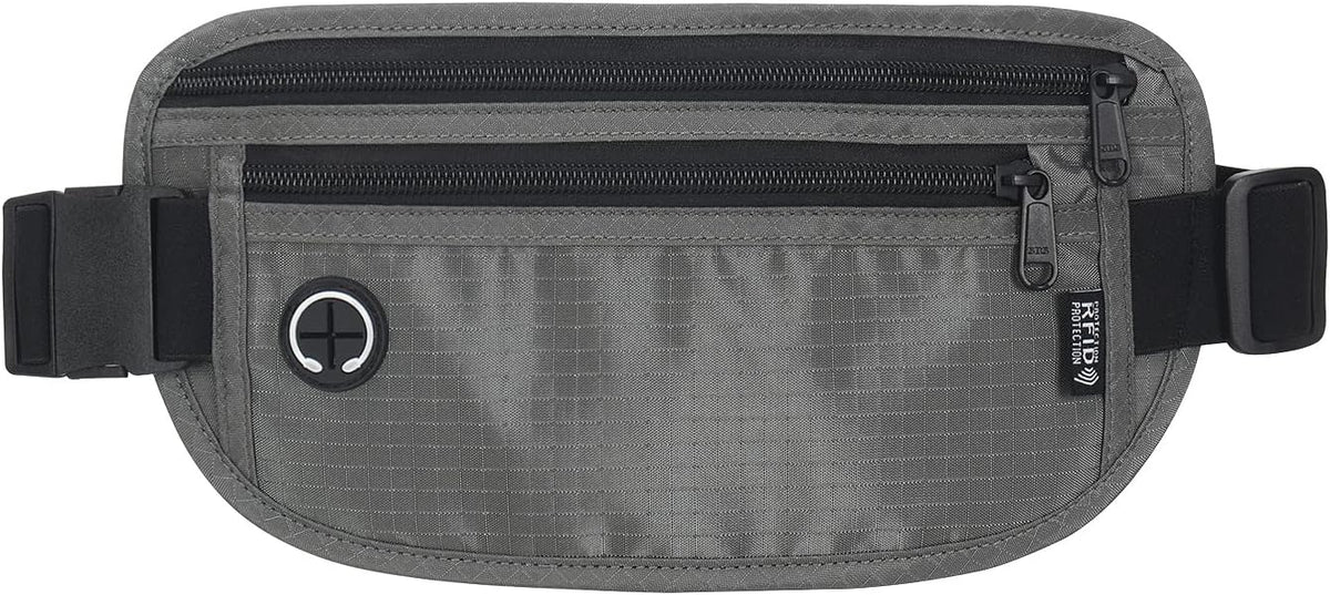 TRAVELSAFE Slim RFID Blocking Money Belt for Travel - Anti-Theft Hidden Passport Holder Waist Wallet with Secure Pouch for Cash, Credit Cards & Phone Safe (B - Navy Blue)