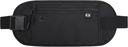 TRAVELSAFE Slim RFID Blocking Money Belt for Travel - Anti-Theft Hidden Passport Holder Waist Wallet with Secure Pouch for Cash, Credit Cards & Phone Safe (B - Navy Blue)