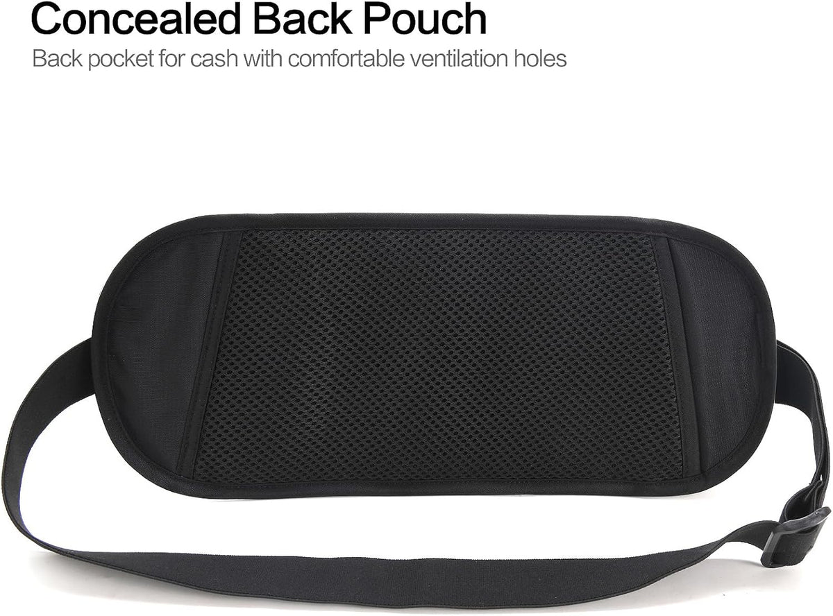 TRAVELSAFE Slim RFID Blocking Money Belt for Travel - Anti-Theft Hidden Passport Holder Waist Wallet with Secure Pouch for Cash, Credit Cards & Phone Safe (B - Navy Blue)
