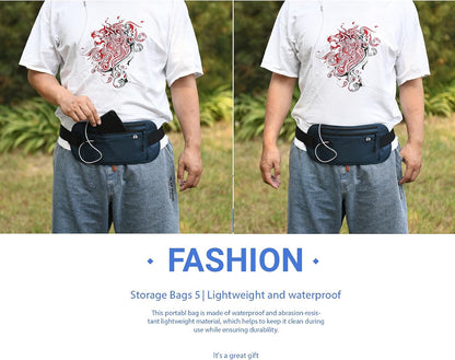TRAVELSAFE Slim RFID Blocking Money Belt for Travel - Anti-Theft Hidden Passport Holder Waist Wallet with Secure Pouch for Cash, Credit Cards & Phone Safe (B - Navy Blue)