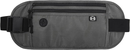 TRAVELSAFE Slim RFID Blocking Money Belt for Travel - Anti-Theft Hidden Passport Holder Waist Wallet with Secure Pouch for Cash, Credit Cards & Phone Safe (B - Navy Blue)