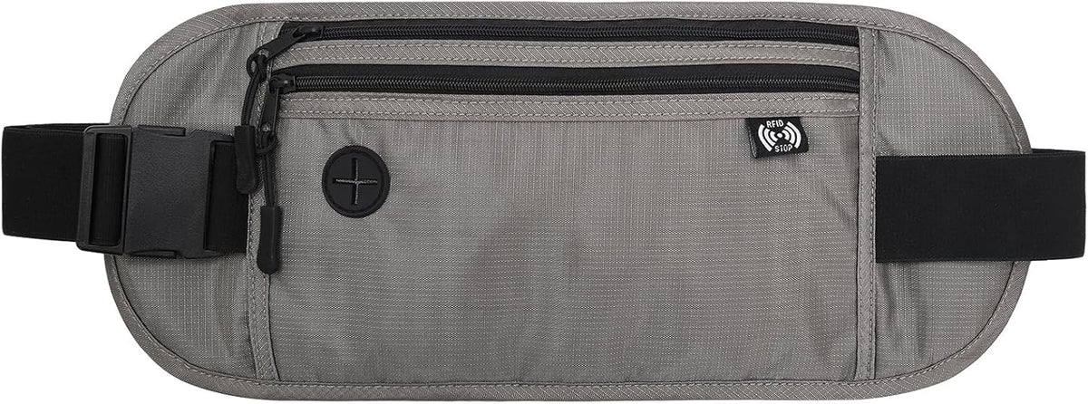 TRAVELSAFE Slim RFID Blocking Money Belt for Travel - Anti-Theft Hidden Passport Holder Waist Wallet with Secure Pouch for Cash, Credit Cards & Phone Safe (B - Navy Blue)