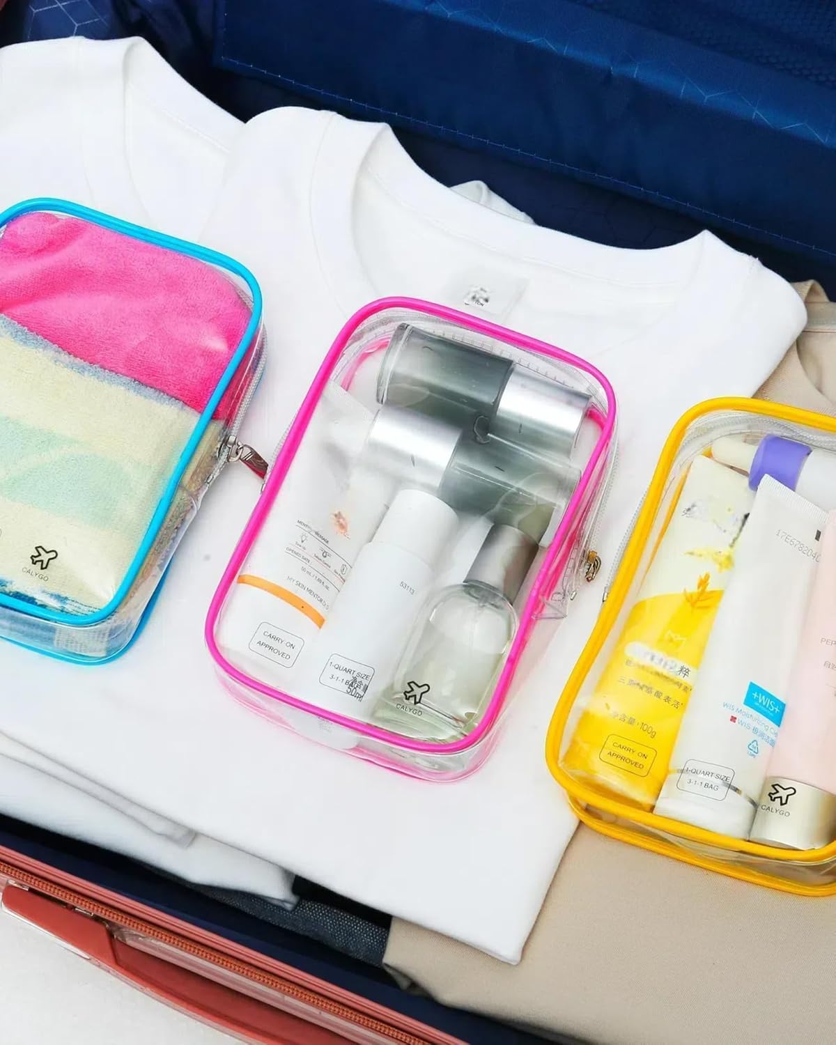 Packing Cubes 1 Quart Size Travel Bag TSA Approved Toiletry Bag Clear Small Purse Pouch International Long Flight Must Haves for Toiletries Makeup Liquids Airplane Europe Vacation Essentials