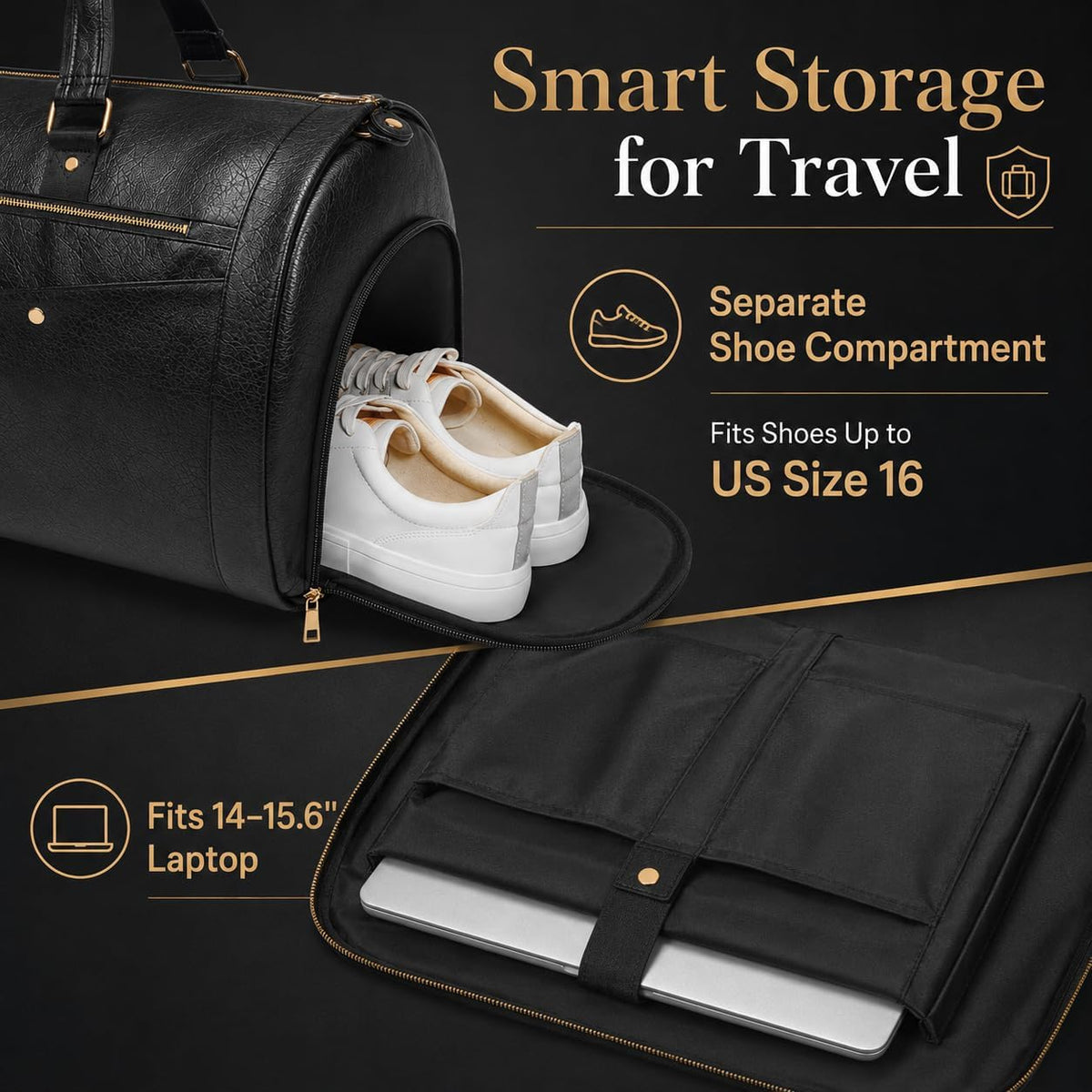 Garment Bags for Travel, Convertible Suit Travel Bag for Women, Stylish Carry On Garment Bag with Toiletry Pocket, Shoulder Strap and Shoes Compartment, 2 in 1 Foldable PU Leather Duffle Bag, Blue