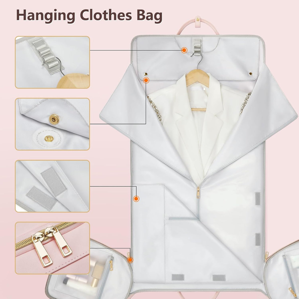 Garment Bags for Travel, Convertible Suit Travel Bag for Women, Stylish Carry On Garment Bag with Toiletry Pocket, Shoulder Strap and Shoes Compartment, 2 in 1 Foldable PU Leather Duffle Bag, Blue