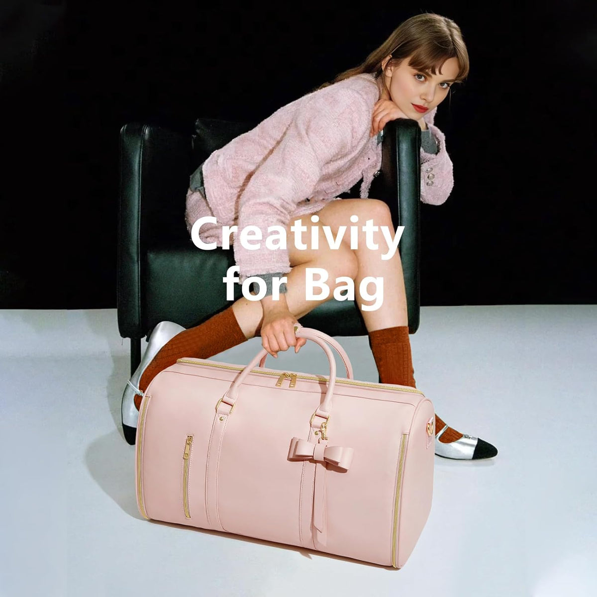 Garment Bags for Travel, Convertible Suit Travel Bag for Women, Stylish Carry On Garment Bag with Toiletry Pocket, Shoulder Strap and Shoes Compartment, 2 in 1 Foldable PU Leather Duffle Bag, Blue