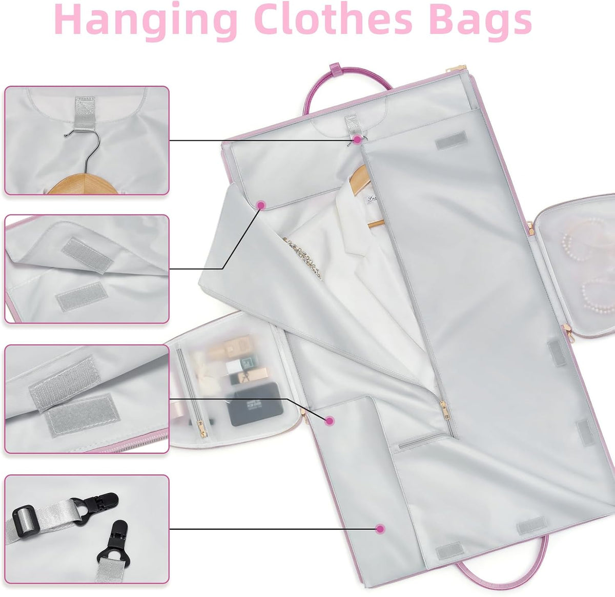Garment Bags for Travel, Convertible Suit Travel Bag for Women, Stylish Carry On Garment Bag with Toiletry Pocket, Shoulder Strap and Shoes Compartment, 2 in 1 Foldable PU Leather Duffle Bag, Blue