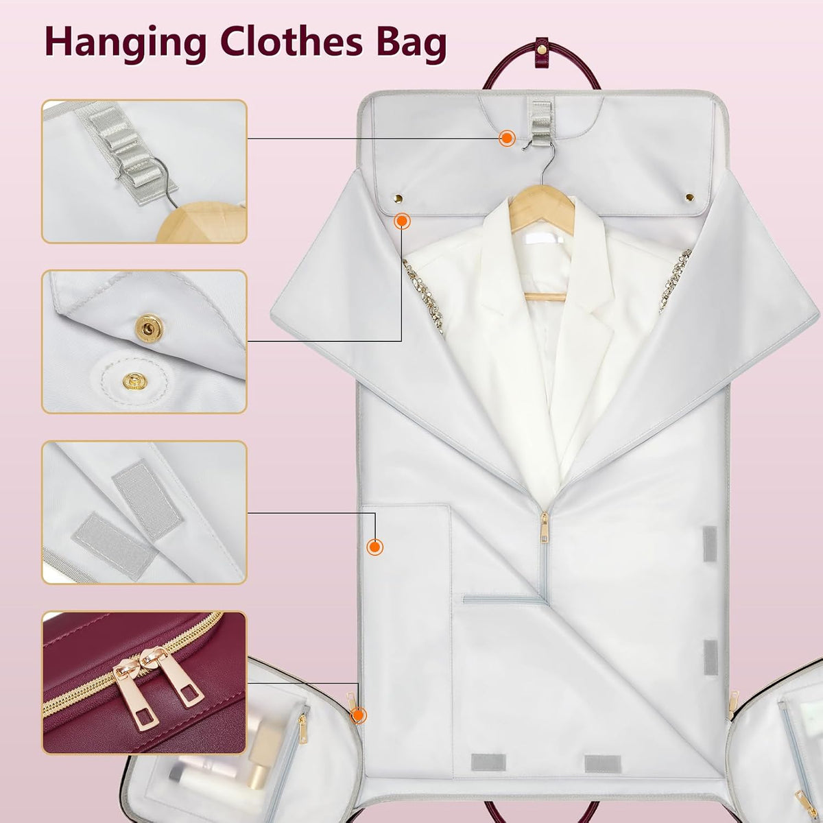 Garment Bags for Travel, Convertible Suit Travel Bag for Women, Stylish Carry On Garment Bag with Toiletry Pocket, Shoulder Strap and Shoes Compartment, 2 in 1 Foldable PU Leather Duffle Bag, Blue