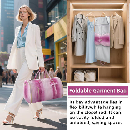 Garment Bags for Travel, Convertible Suit Travel Bag for Women, Stylish Carry On Garment Bag with Toiletry Pocket, Shoulder Strap and Shoes Compartment, 2 in 1 Foldable PU Leather Duffle Bag, Blue