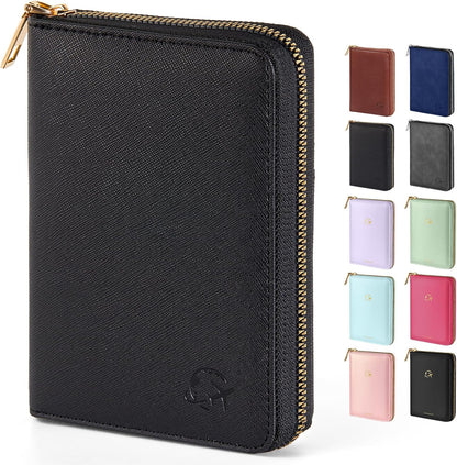Passport Holder Cover with Safe Zipper Closure, Premium Passport Wallet for Travel, Cute RFID Blocking Card Case, Waterproof Travel Accessories for Women, Black