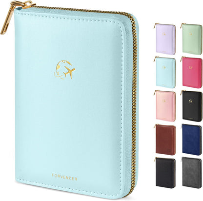 Passport Holder Cover with Safe Zipper Closure, Premium Passport Wallet for Travel, Cute RFID Blocking Card Case, Waterproof Travel Accessories for Women, Black