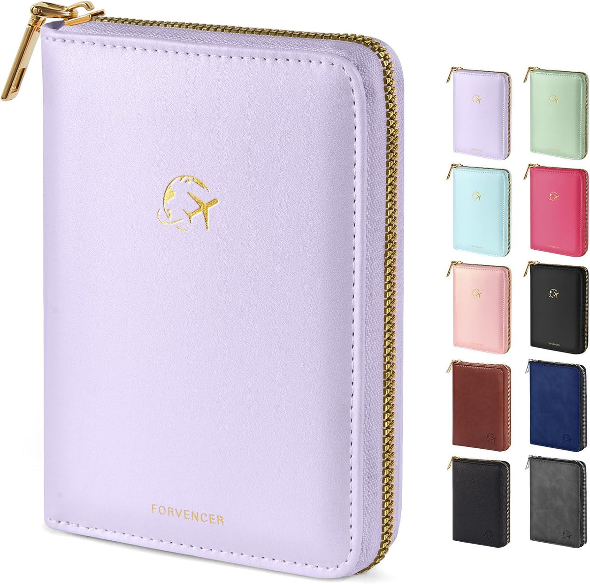 Passport Holder Cover with Safe Zipper Closure, Premium Passport Wallet for Travel, Cute RFID Blocking Card Case, Waterproof Travel Accessories for Women, Black