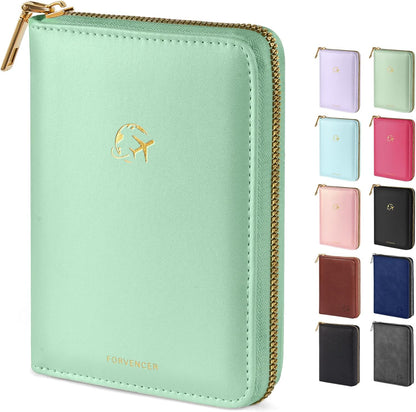 Passport Holder Cover with Safe Zipper Closure, Premium Passport Wallet for Travel, Cute RFID Blocking Card Case, Waterproof Travel Accessories for Women, Black