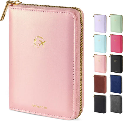 Passport Holder Cover with Safe Zipper Closure, Premium Passport Wallet for Travel, Cute RFID Blocking Card Case, Waterproof Travel Accessories for Women, Black