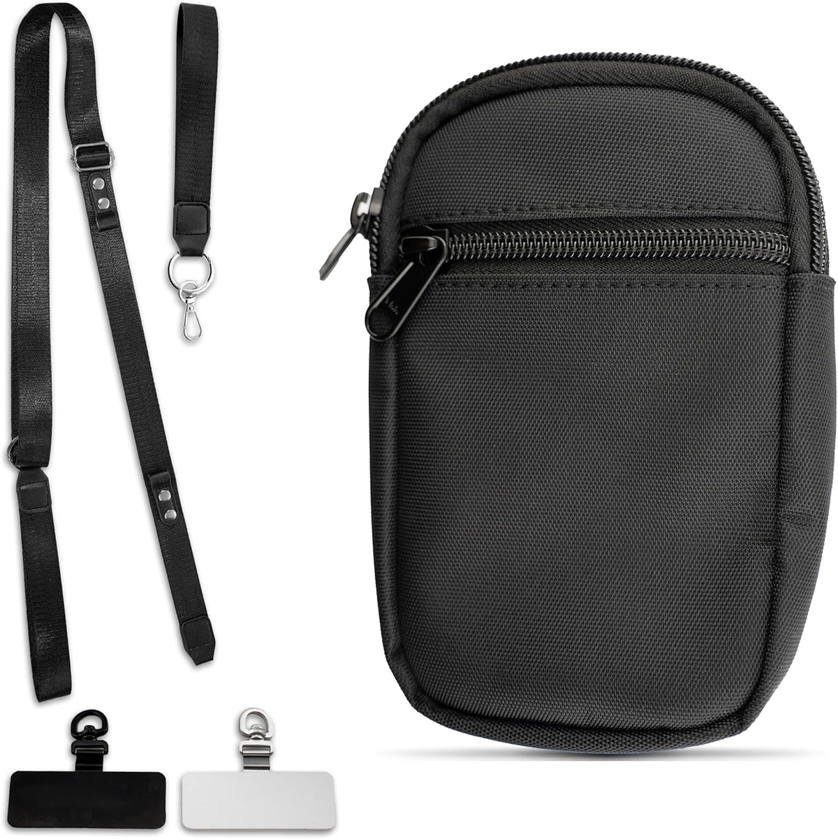 Crossbody Phone Strap with Wallet – Adjustable Nylon Strap with Metal Hardware, RFID Wallet & Detachable Wristlet – Hands-Free Travel Purse for Women & Men