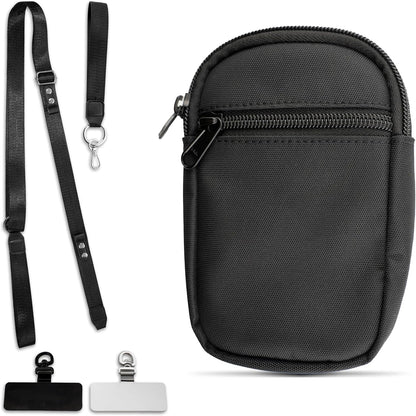 Crossbody Phone Strap with Wallet – Adjustable Nylon Strap with Metal Hardware, RFID Wallet & Detachable Wristlet – Hands-Free Travel Purse for Women & Men
