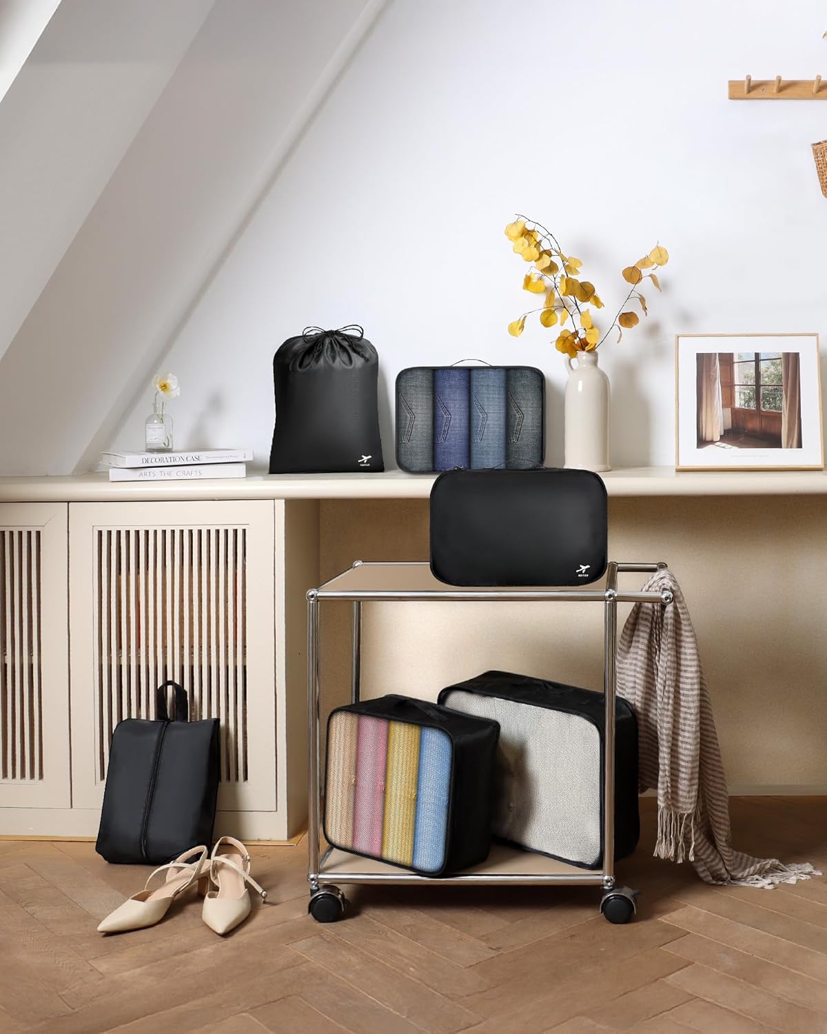 Packing Cubes for Suitcases - 6 Pieces, Light Packing Cubes for Travel, Premium Suitcase Organizer Bags Set, Space-Saving Luggage Organizers, Travel Accessories and Essentials, Black