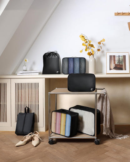 Packing Cubes for Suitcases - 6 Pieces, Light Packing Cubes for Travel, Premium Suitcase Organizer Bags Set, Space-Saving Luggage Organizers, Travel Accessories and Essentials, Black