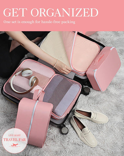 Packing Cubes for Suitcases - 6 Pieces, Light Packing Cubes for Travel, Premium Suitcase Organizer Bags Set, Space-Saving Luggage Organizers, Travel Accessories and Essentials, Black