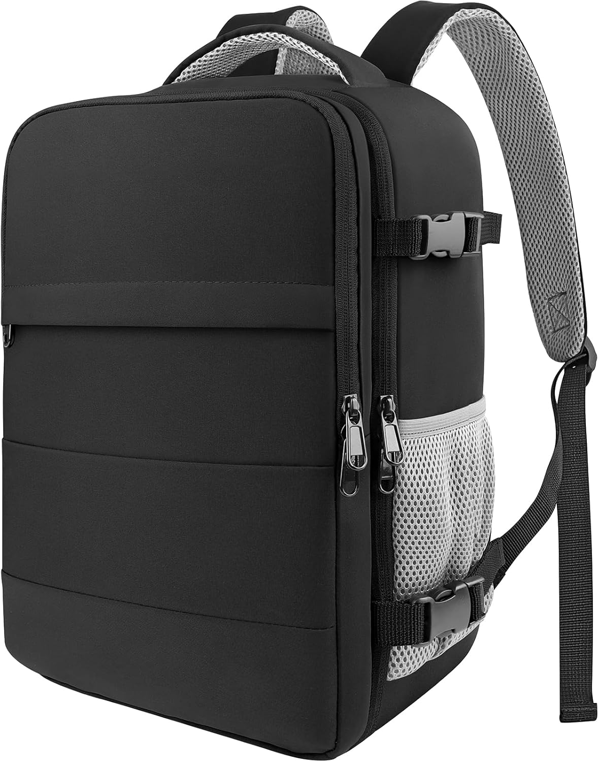 Travel Backpack - Flight Approved Travel Bag for Men and Women, Carry on Luggage for 15.6" Laptop and Travel Essentials for Work, Business, Weekender, College 14.6"x9.1"x20.9" (Black)