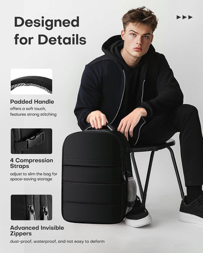 Travel Backpack - Flight Approved Travel Bag for Men and Women, Carry on Luggage for 15.6" Laptop and Travel Essentials for Work, Business, Weekender, College 14.6"x9.1"x20.9" (Black)