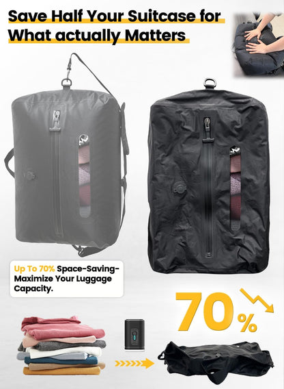 Travel Vacuum Bags with USB-C Pump, Compression Storage Bags for Clothing, Space Saving Packing Cubes Alternative for Carry-On Suitcase, Backpack & Luggage, Waterproof Reusable Travel Bags