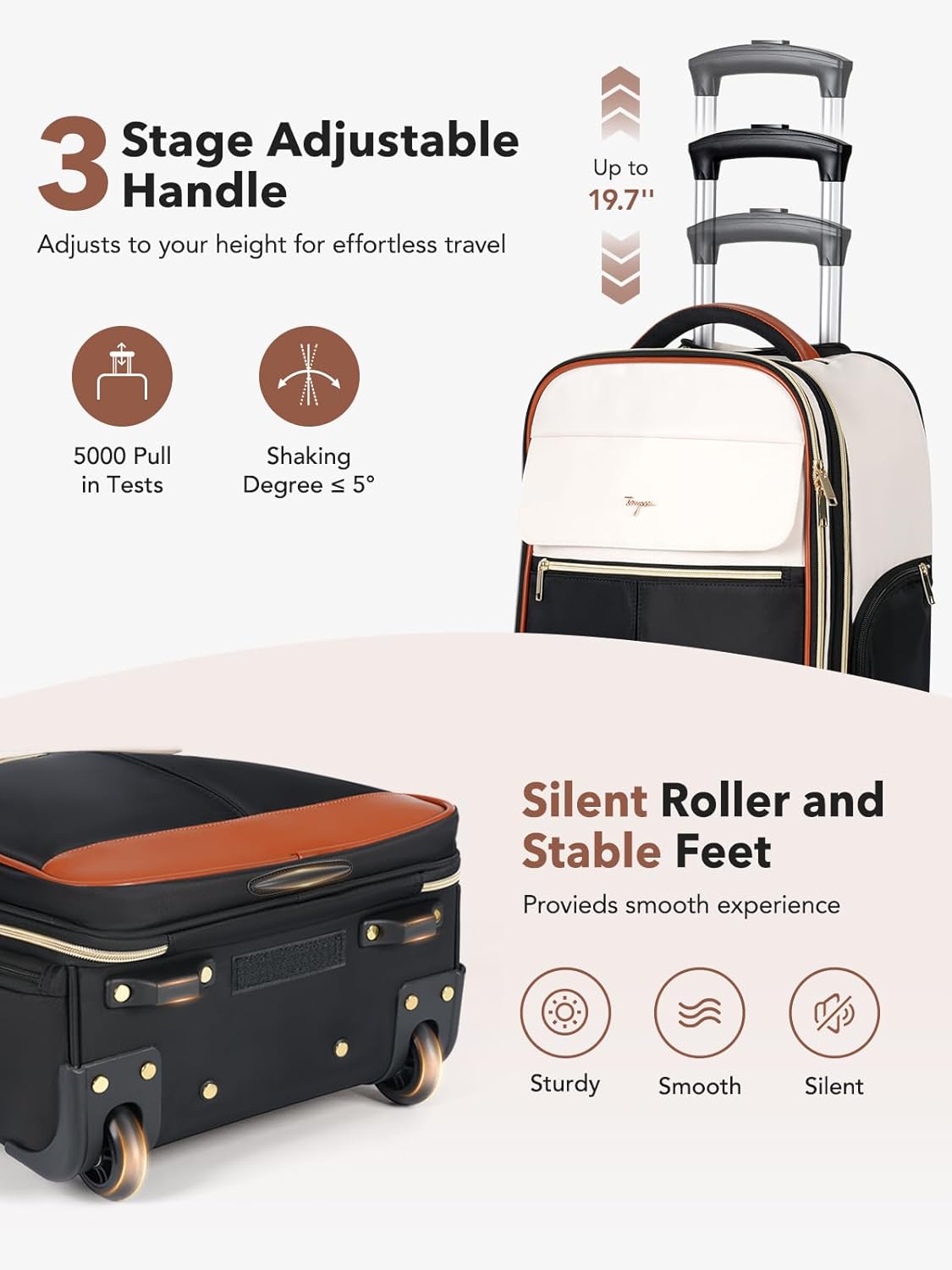 Rolling Backpack for Women, Large Travel Backpack with Wheels Carry on Flight Approved, 15.6 Inch Laptop Wheeled Roller Bag Suitcase for Work Bussiness Weekender (Pink,M Underseat Size)