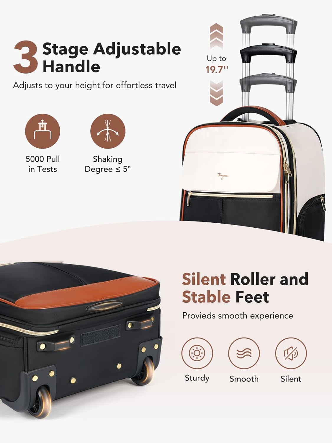 Rolling Backpack for Women, Large Travel Backpack with Wheels Carry on Flight Approved, 15.6 Inch Laptop Wheeled Roller Bag Suitcase for Work Bussiness Weekender (Pink,M Underseat Size)
