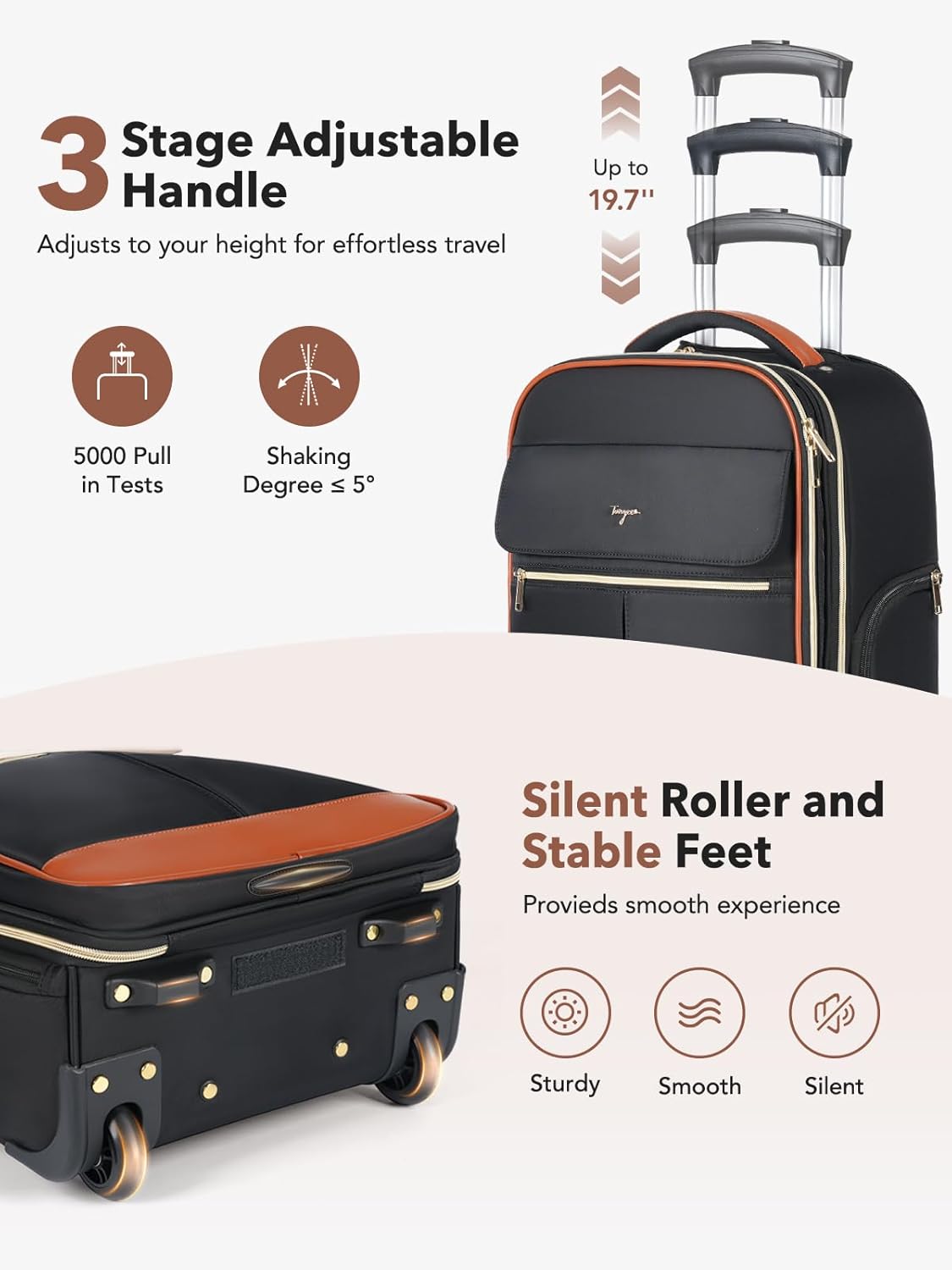 Rolling Backpack for Women, Large Travel Backpack with Wheels Carry on Flight Approved, 15.6 Inch Laptop Wheeled Roller Bag Suitcase for Work Bussiness Weekender (Pink,M Underseat Size)