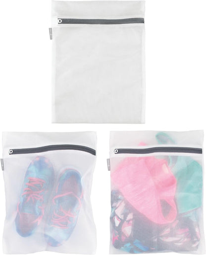 Mesh Laundry Bags with Built in Zipper for Cleaning Delicates– Set of 2, 1 Medium and 1 Large Bag, White