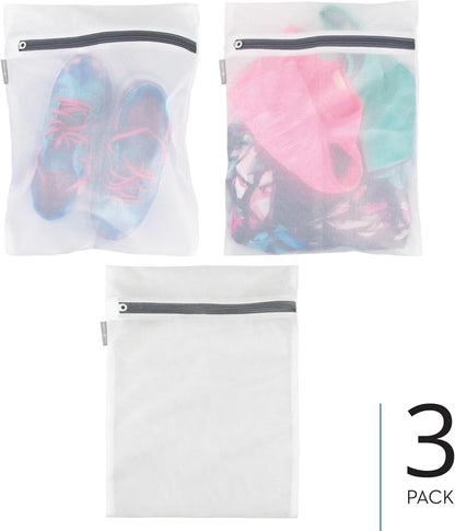 Mesh Laundry Bags with Built in Zipper for Cleaning Delicates– Set of 2, 1 Medium and 1 Large Bag, White