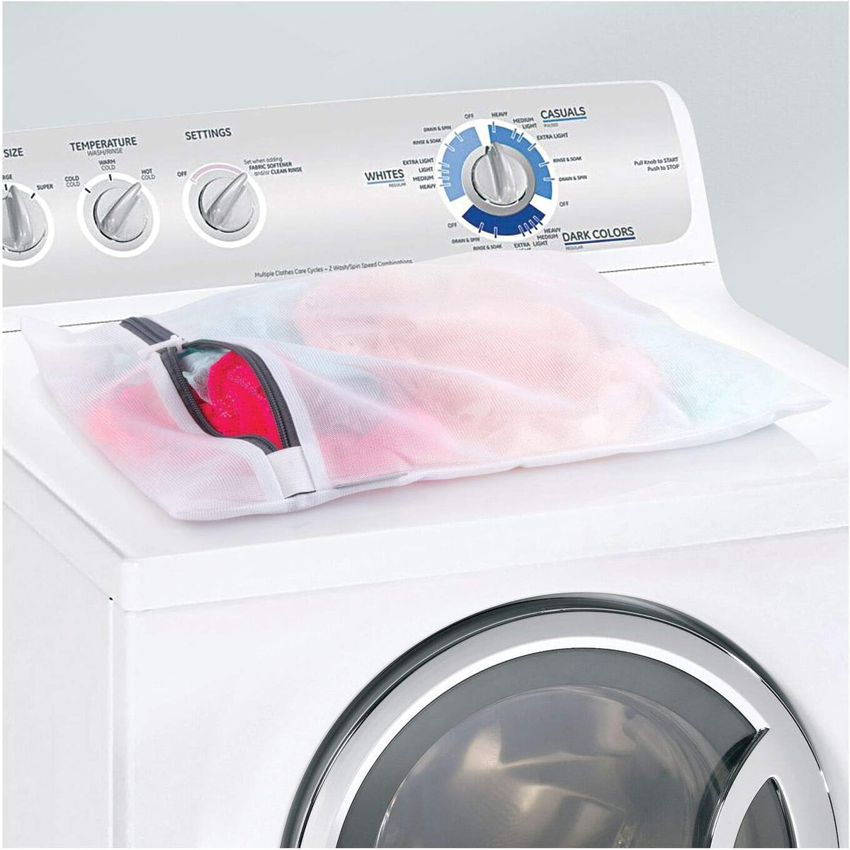 Mesh Laundry Bags with Built in Zipper for Cleaning Delicates– Set of 2, 1 Medium and 1 Large Bag, White
